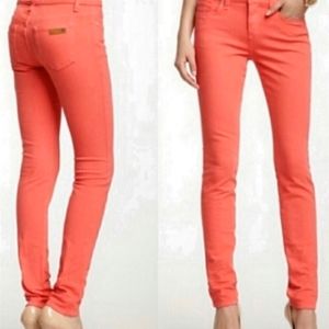 EUC Low Rise Bright Orange Skinny Joe's Jeans Sz 28
